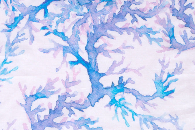 Set Copripiumino federe bifaccia Doubleface parure Copripiumino Stampa Digitale 100% Cotone Made in Italy CORALLI ACQUERELLO BLUETTE