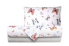 Completo letto lenzuola federe bifaccia double face stampa digitale in cotone made in italy FARFALLE MULTICOLOR/BIANCO - Vanita di raso