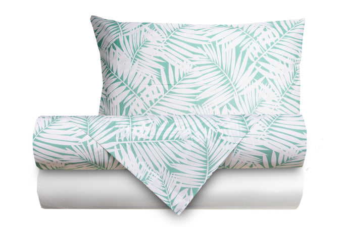 Completo letto lenzuola federe bifaccia double face stampa digitale in cotone made in italy  FELCI/BIANCO