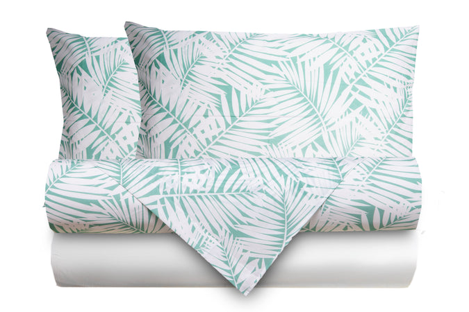 Completo letto lenzuola federe bifaccia double face stampa digitale in cotone made in italy  FELCI/BIANCO