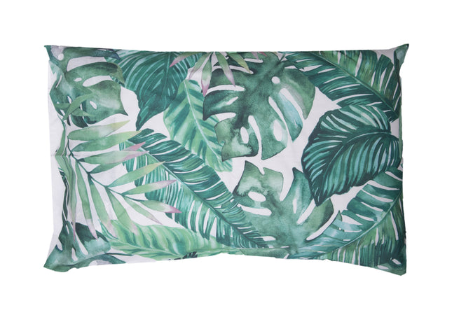 Completo letto lenzuola federe bifaccia double face stampa digitale in cotone made in italy  FOGLIE VERDI/BIANCO