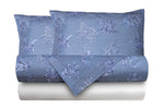 Completo letto lenzuola federe stampa digitale 100% cotone, made in italy OCEANO AZZURRO/BIANCO - Vanita di raso