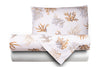 Completo letto lenzuola federe stampa digitale 100% cotone, made in italy  OCEANO OCRA/BIANCO