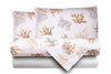 Completo letto lenzuola federe stampa digitale 100% cotone, made in italy  OCEANO OCRA/BIANCO