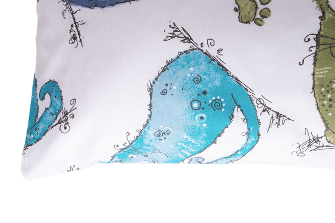 Completo letto lenzuola federe letto stampa fantasia 100% cotone Made in Italy GATTI AZZURRO