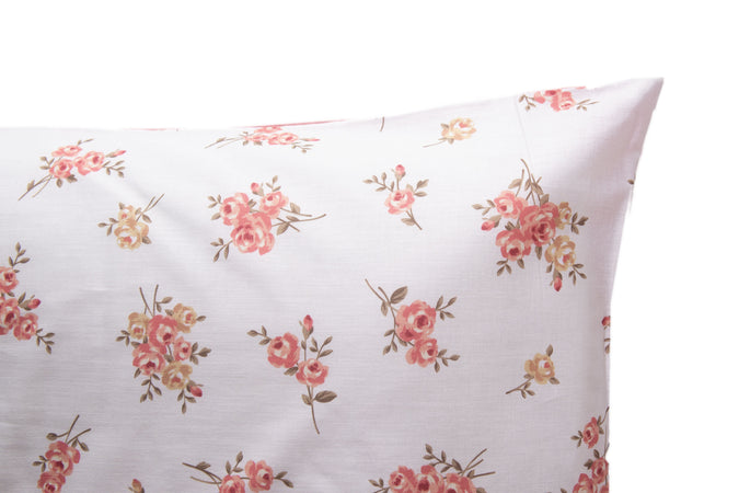 Completo letto lenzuola federe bifaccia double face stampa digitale in cotone made in italy FIORELLINI/PANNA