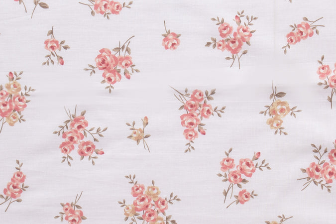 Set 2 federe coppia di federe bifaccia doubleface stampa digitale 100% cotone Made in Italy FIORELLINI/PANNA