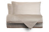 Completo letto lenzuola raso spigato rigato CREMA