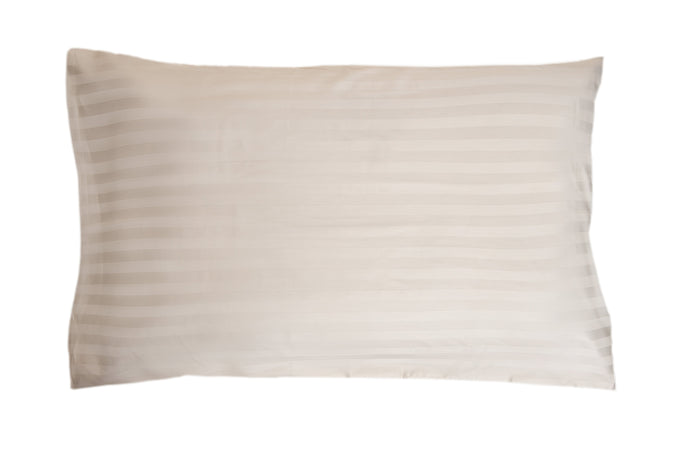 Completo letto lenzuola raso spigato rigato CREMA