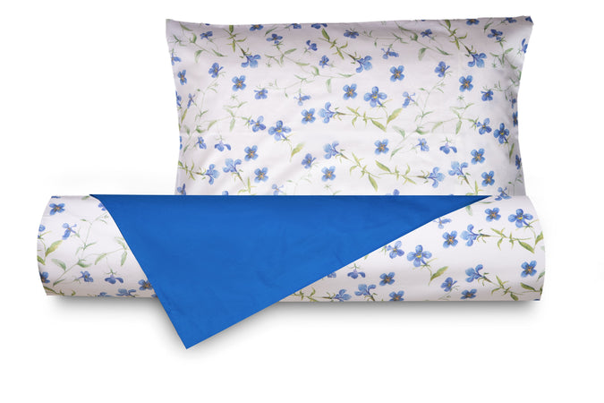 Set Copripiumino federe bifaccia Doubleface parure Copripiumino Stampa Digitale 100% Cotone Made in Italy RICORDI/BLUETTE