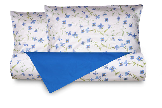 Set Copripiumino federe bifaccia Doubleface parure Copripiumino Stampa Digitale 100% Cotone Made in Italy RICORDI/BLUETTE