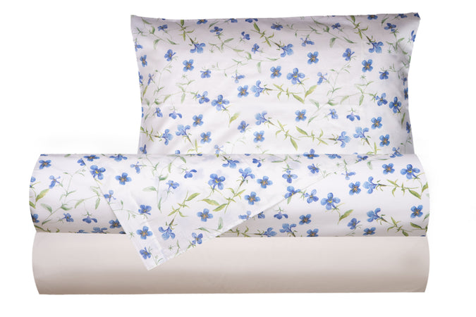 Completo letto lenzuola federe bifaccia double face stampa digitale in cotone made in italy RICORDI/PANNA