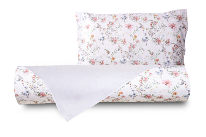 Set Copripiumino federe bifaccia Doubleface parure Copripiumino Stampa Digitale 100% Cotone Made in Italy SOTTOBOSCO/BIANCO