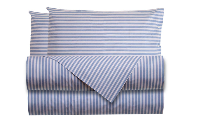 Completo letto lenzuola federe letto stampa fantasia 100% cotone Made in Italy RIGA MINI  AZZURRO - SmartDecoHome