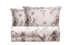 Completo letto lenzuola stampato stampa fantasia in raso di puro di cotone made in Italy MATRIMONIALE FIORI DIPINTI - Vanita di raso