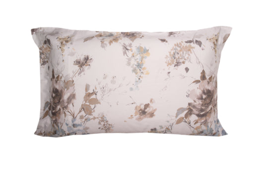 Completo letto lenzuola stampato stampa fantasia in raso di puro di cotone made in Italy MATRIMONIALE FIORI DIPINTI - Vanita di raso