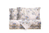 Completo letto lenzuola stampato stampa fantasia in raso di puro di cotone made in Italy MATRIMONIALE MAGNOLIE AZZURRO - Vanita di raso