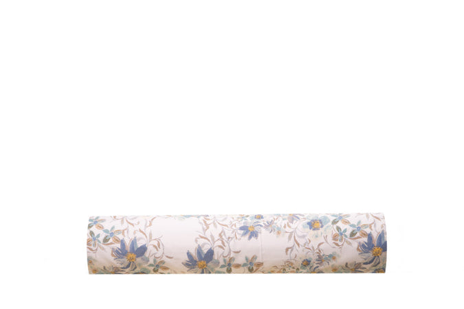 Completo letto lenzuola stampato stampa fantasia in raso di puro di cotone made in Italy MATRIMONIALE MAGNOLIE AZZURRO - Vanita di raso