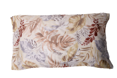 Completo letto lenzuola stampato stampa fantasia in raso di puro di cotone made in Italy MATRIMONIALE FOGLIE DIPINTE - Vanita di raso