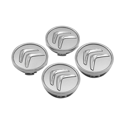 Set 4 Coprimozzo Compatibile Citroen Tappi 60mm Cromato Argento C1 C3 C4 C5 C6 DS3 Berlingo Jumpy Jumper