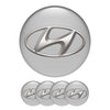 Set 4 Tappi Coprimozzo Borchie Grigio Argento Borchie 60mm Compatibili Hyundai Tucson Santafè Kona Azera Elantra Veloster