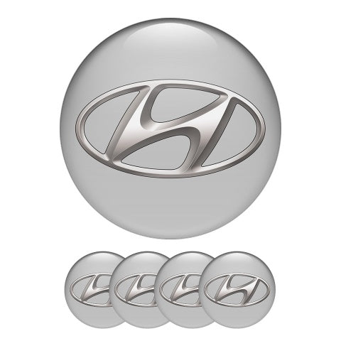 Set 4 Tappi Coprimozzo Borchie Grigio Argento Borchie 60mm Compatibili Hyundai Tucson Santafè Kona Azera Elantra Veloster