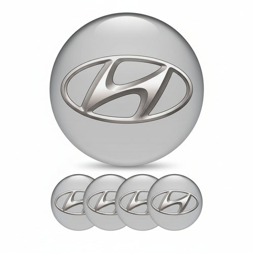 Set 4 Tappi Coprimozzo Borchie Grigio Argento Borchie 60mm Compatibili Hyundai Tucson Santafè Kona Azera Elantra Veloster