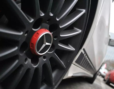Tappi Coprimozzo MERCEDES BENZ AMG Rosso Cerchi in Lega Coprimozzo da 75 mm Borchie
