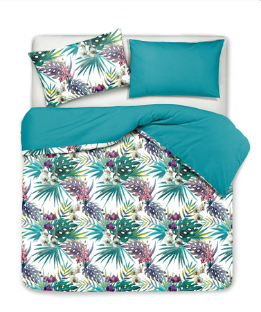 Set Copripiumino federe bifaccia Doubleface parure Copripiumino Stampa Digitale Cotone Made in Italy MALDIVE/VERDE AZZORRE