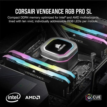 Memoria per PC CORSAIR DDR4 - VENGEANCE RGB PRO - 16 GB (2x8 GB) - 3600 Mhz - CAS 18 - Nero (CMH16GX4M2D3600C18)