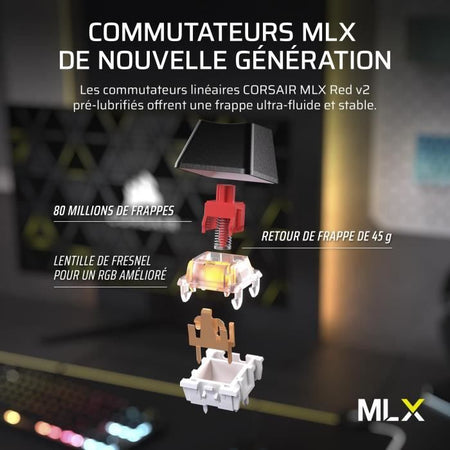 Tastiera da gioco - CORSAIR - K70 Core TKL Wireless - RGB, interruttori MLX Red v2