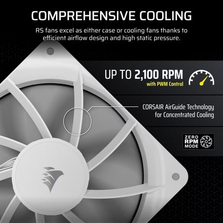 Confezione da 3 ventole PWM da 120 mm - CORSAIR - RS120 - Bianco