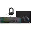 Pacchetto gaming CORSAIR 4 in 1: tastiera K55 + mouse gaming HARPOON RGB PRO + tappetino mouse MM100 + cuffie multipiattaforma HS35