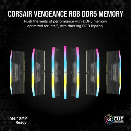 RAM - Corsair VEGEANCE RGB DDR5 - 32 GB 2x16GB Dimm - 5200MHz - non pufferico, 40-40-40-77, XMP 3.0, Black HeatSpreader, LED RGB, 1.25V