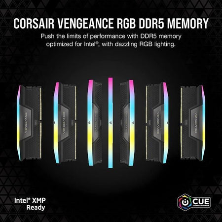 Memoria RAM - CORSAIR - Vengeance RGB DDR5 RAM 64 GB (2x32 GB) 6400 MHz CL32 Compatibile con Intel XMP iCUE - Nero (CMH64GX5M2B6400C32)