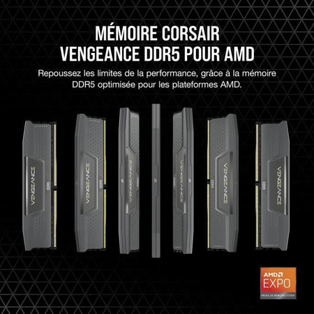 Memoria RAM - CORSAIR - Vengeance DDR5 RAM 64 GB (2x32 GB) 5600 MHz CL40 AMD EXPO iCUE compatibile - Grigio (CMK64GX5M2B5600Z40)