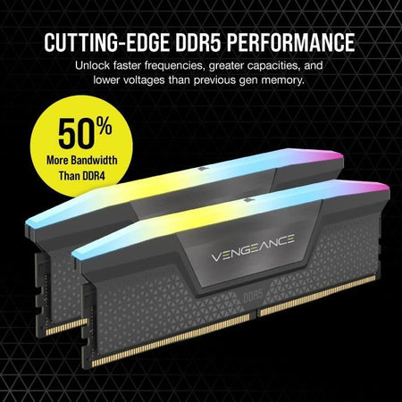 Memoria RAM - CORSAIR - Vengeance RGB DDR5 RAM 32 GB (2x16 GB) 5600 MHz CL40 AMD Expo iCUE compatibile - Grigio (CMH32GX5M2B5600Z40)