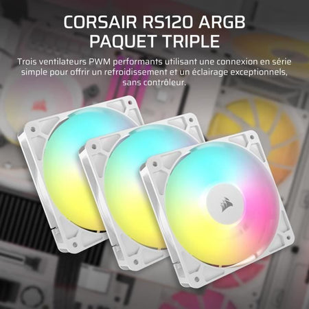 Confezione da 3 ventole ARGB da 120 mm - CORSAIR - RS120 - Bianco