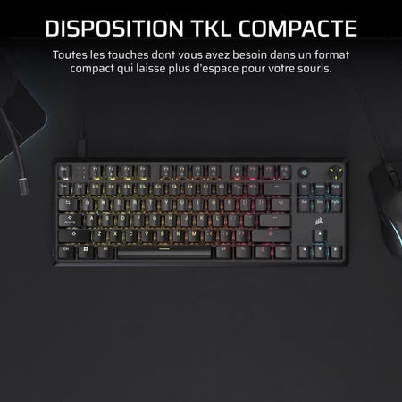 Tastiera da gioco - CORSAIR - K70 Core TKL - RGB - Switch MLX Red v2 - Cablata