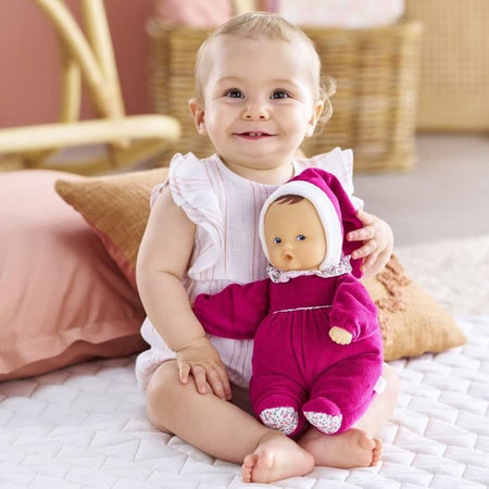 Doudou - COROLLE - Babipouce Rose Grenadine - 28 cm - profumo di vaniglia - dalla nascita