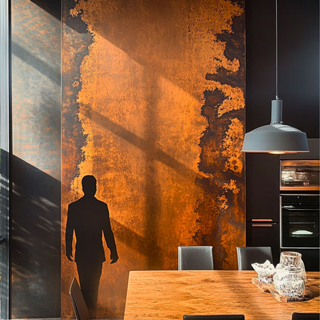pannello rivoluzionario di Rivestimento interno-esterno in VERA PIETRA CORTEN flessibile 305x122x0,3cm NERO