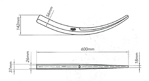 Dente per benna pesante lunghezza 600mm larghezza 56mm