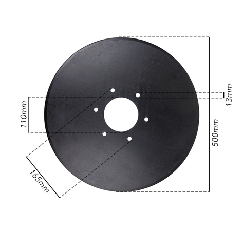 Disco piano liscio Ø 500mm sp.6mm con fori cilindrici