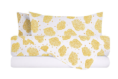 Completo letto lenzuola federe bifaccia double face stampa digitale in cotone made in italy  CORALLI TRE PESCI BIANCO/BIANCO