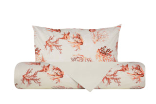 Set Copripiumino federe bifaccia Doubleface parure Copripiumino Stampa Digitale Cotone Made in Italy CORALLI ROSSO