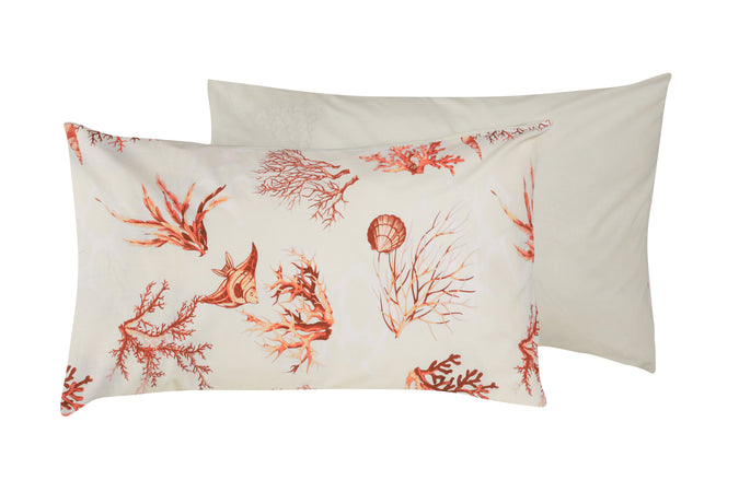 Set Copripiumino federe bifaccia Doubleface parure Copripiumino Stampa Digitale Cotone Made in Italy CORALLI ROSSO