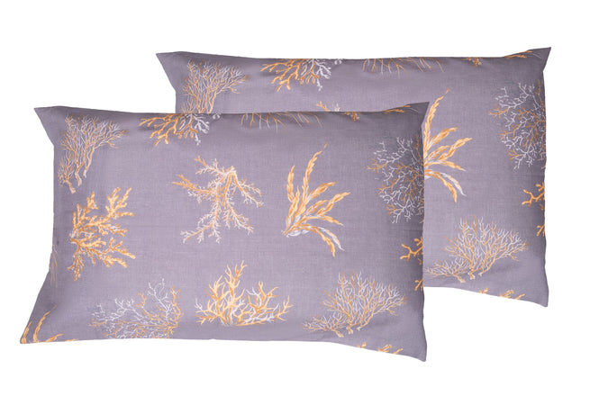 Set 2 federe coppia di federe stampa digitale 100% cotone, Made in Italy OCEANO GRIGIO
