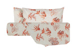 Set Copripiumino federe parure Copripiumino Stampa Digitale Cotone Made in Italy CORALLO ROSSO - Vanita di raso