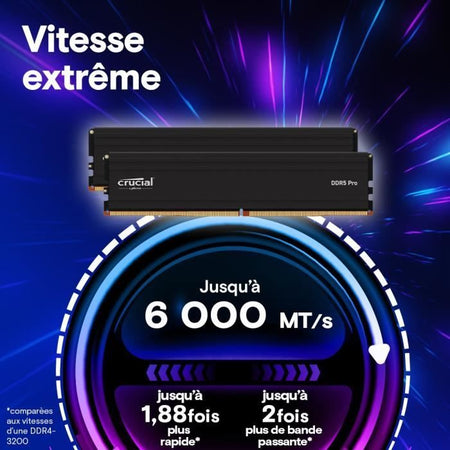Memoria RAM - CRUCIAL - PRO DDR5 - 48 GB (2x24 GB) - DDR5-6000 - UDIMM CL48 (CP2K24G60C48U5)