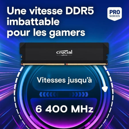 Memoria RAM - CRUCIAL - DDR5 PRO Overclocking - Kit da 32 GB (2x16 GB) - 6400 MT/s - CL38 - Dissipatore di calore - CP2K16G64C38U5W